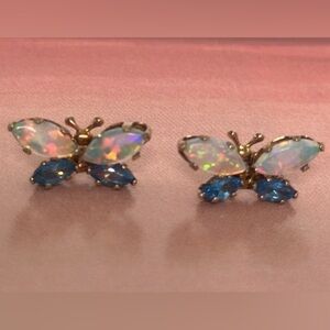 10k real solid gold opal stone and blue spinel butterfly​